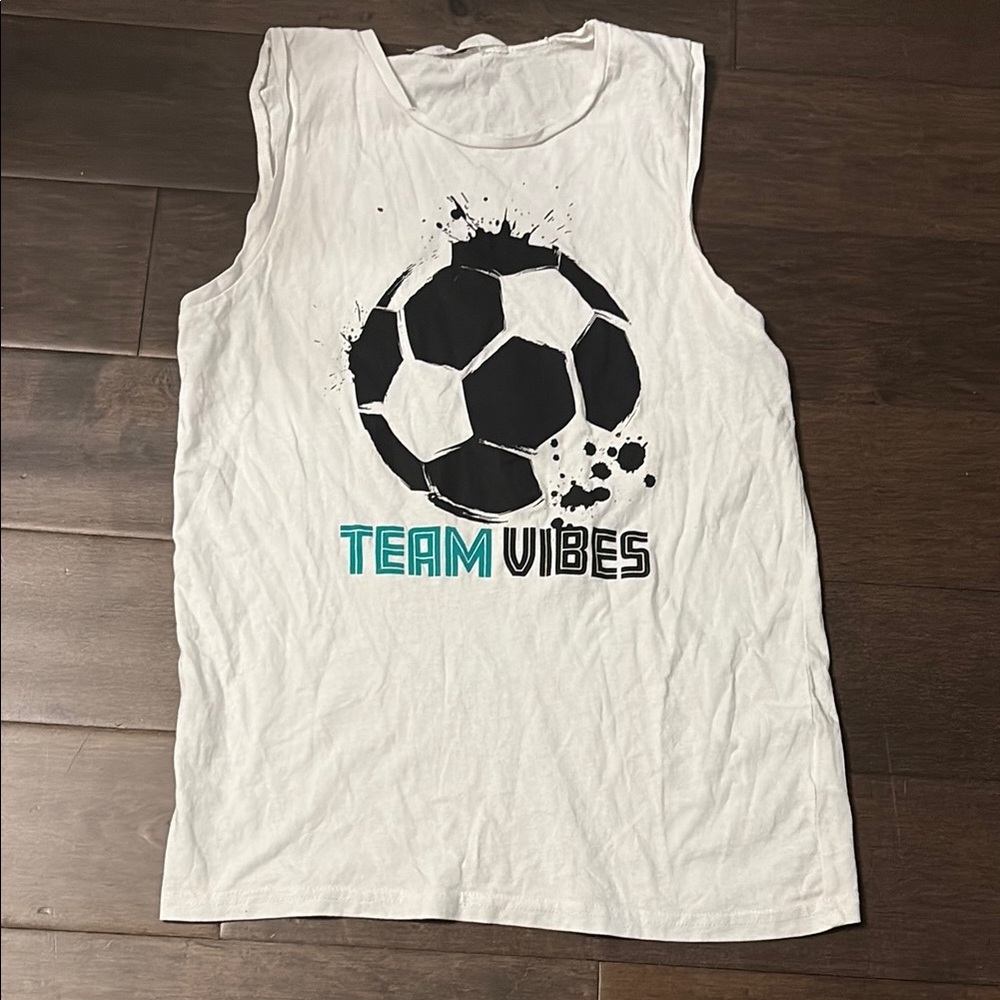 4/$20 H&M White boys Casual Tank Top, size 12-14, soccer team vibes sale